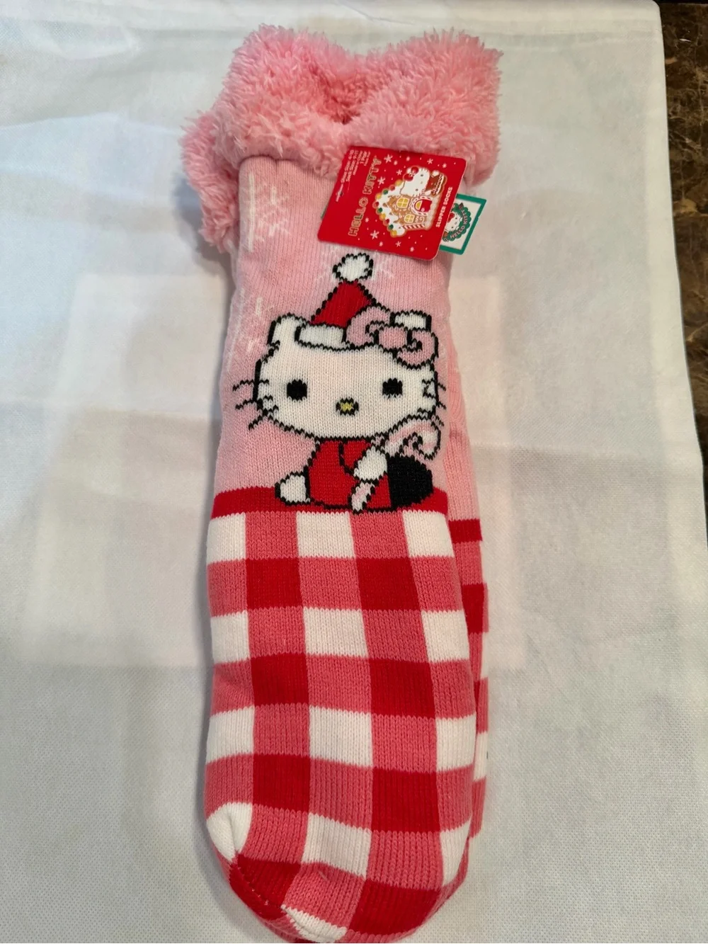 Hello Kitty-Long-SherpaLined-Non Skid Sleep Socks-Sz: 4-10